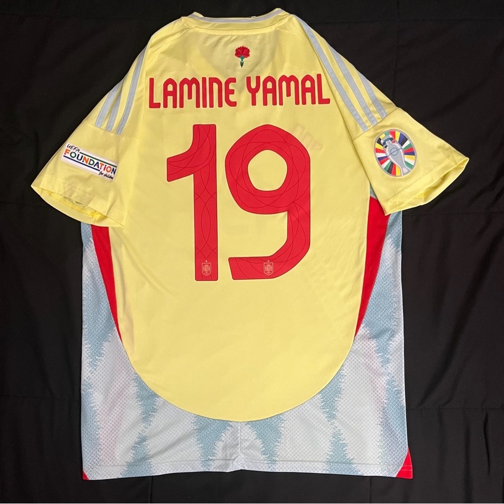 Lamine Yamal Spain Away Jersey 2024 Euro Yellow #19 soccer jersey